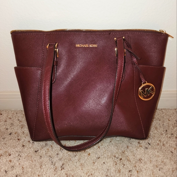 Michael Kors Zip Tote, Merlot, Purse - Picture 3 of 3